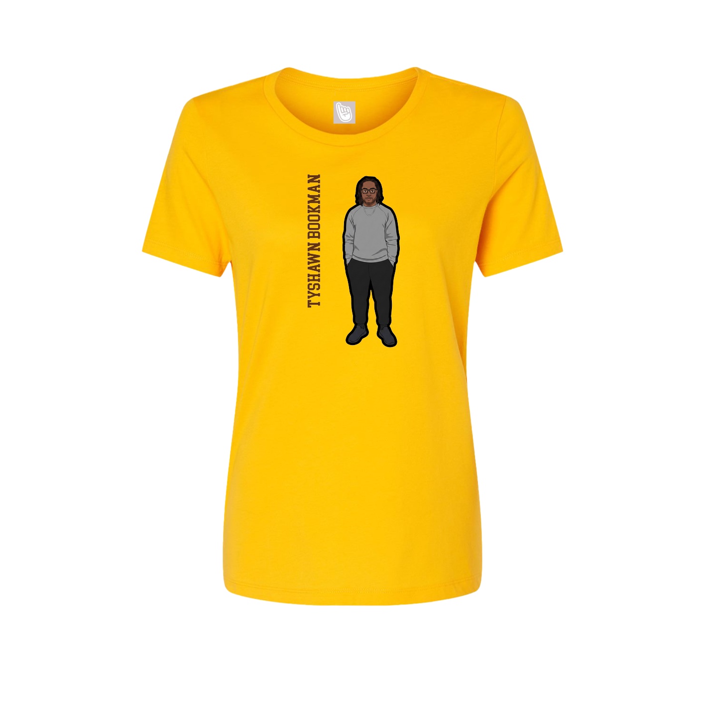 Womens Tee — Name Vertical in Gold