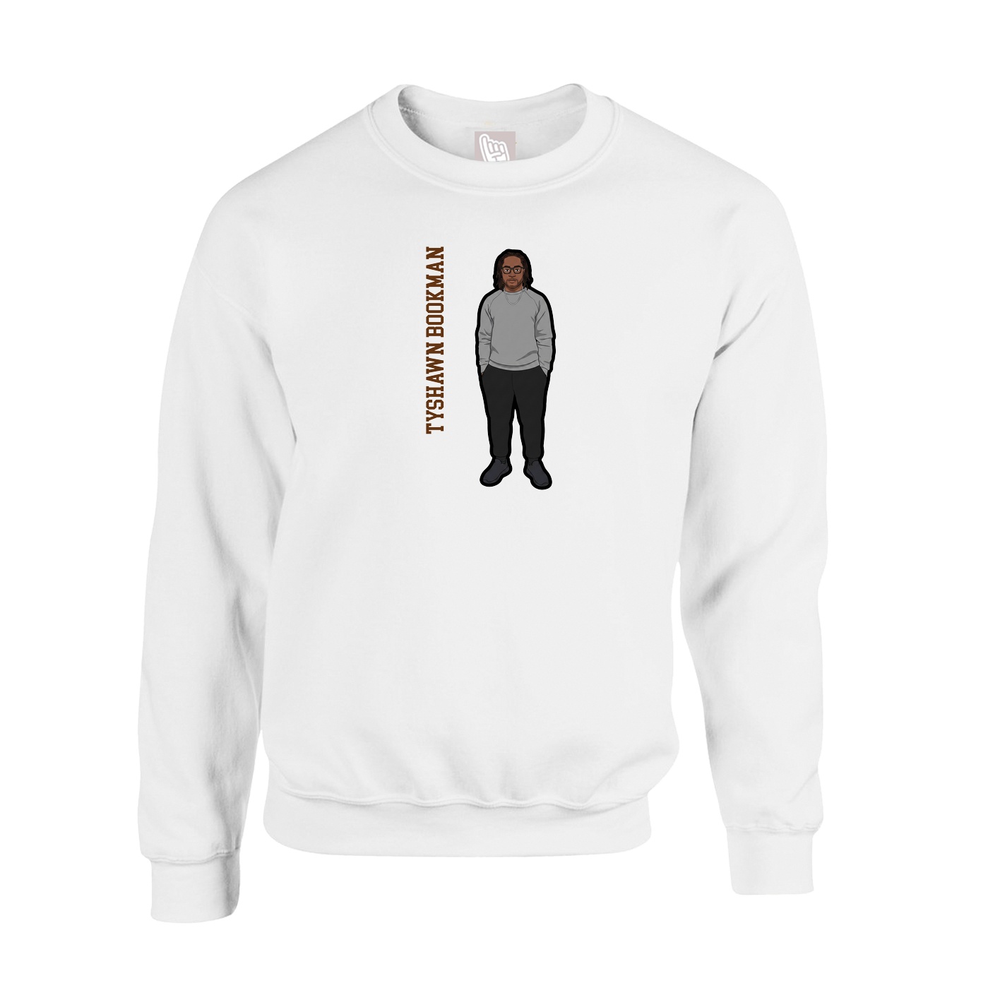 Fleece Crew — Name Vertical in White
