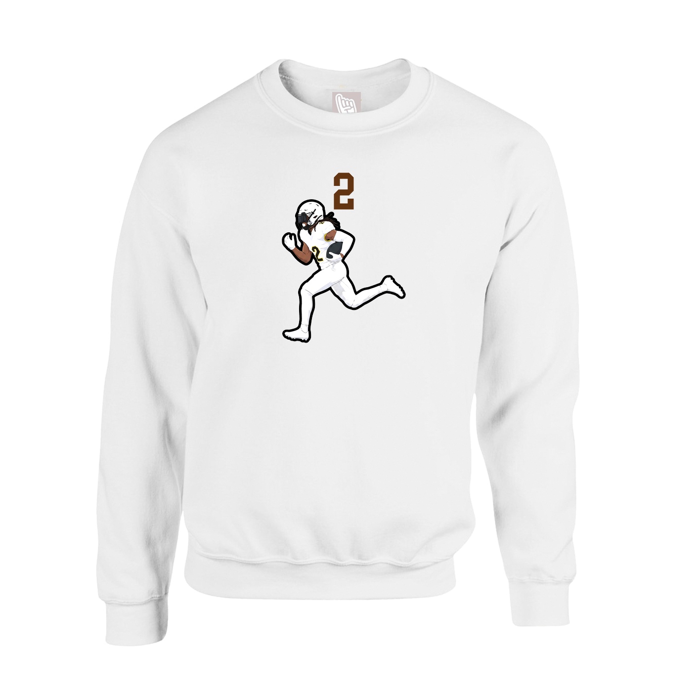 Fleece Crew — Number Top in White