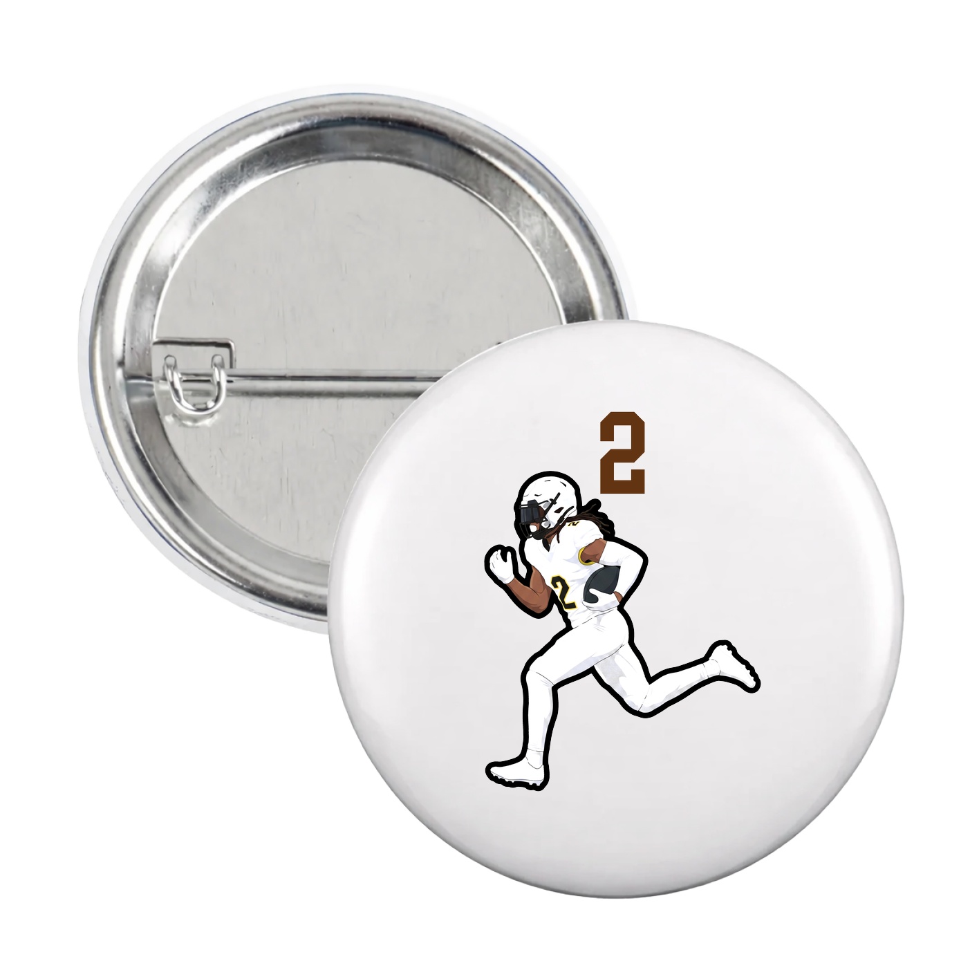 Game Day Button — Number Top in White