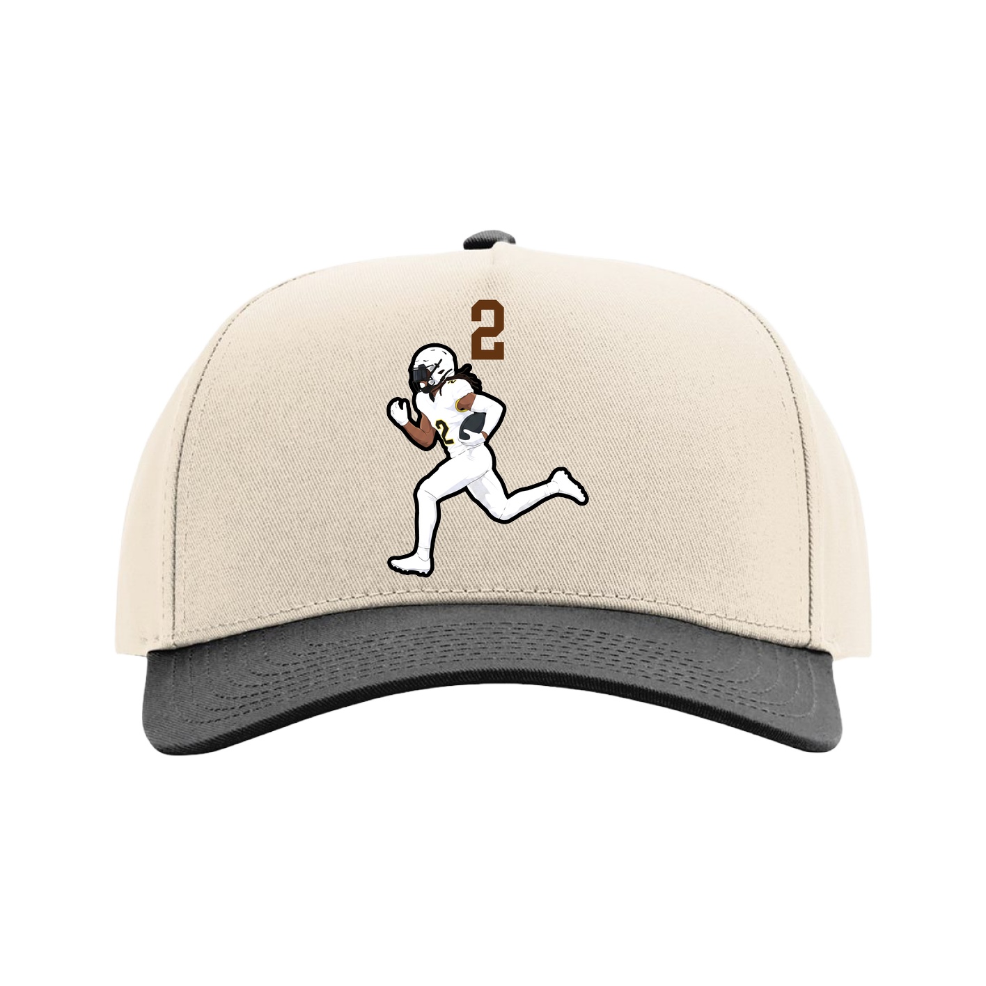 Full Fabric Five-Panel Champ Cap — Number Top in Cream/Black