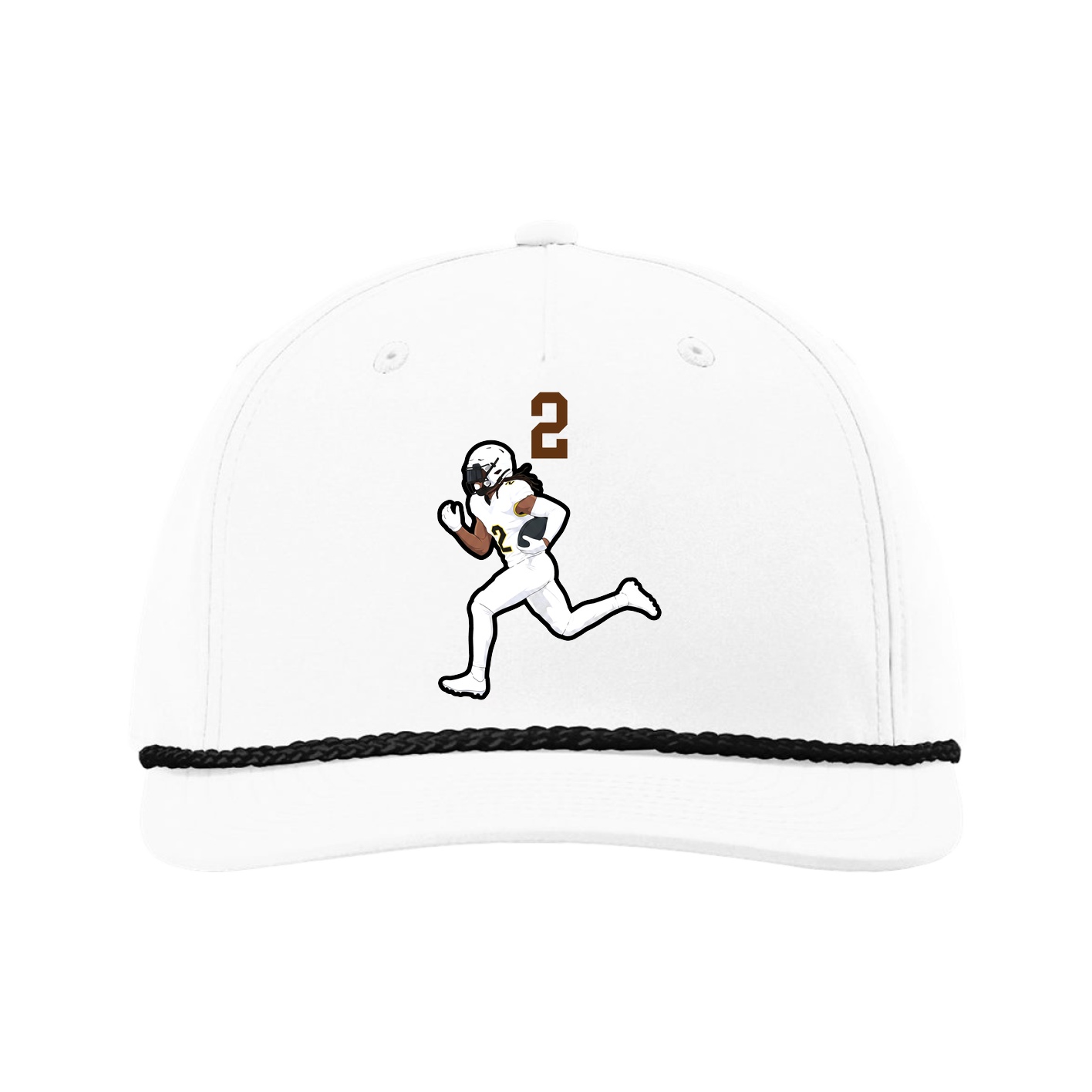 Five-Panel Classic Rope Cap — Number Top in White