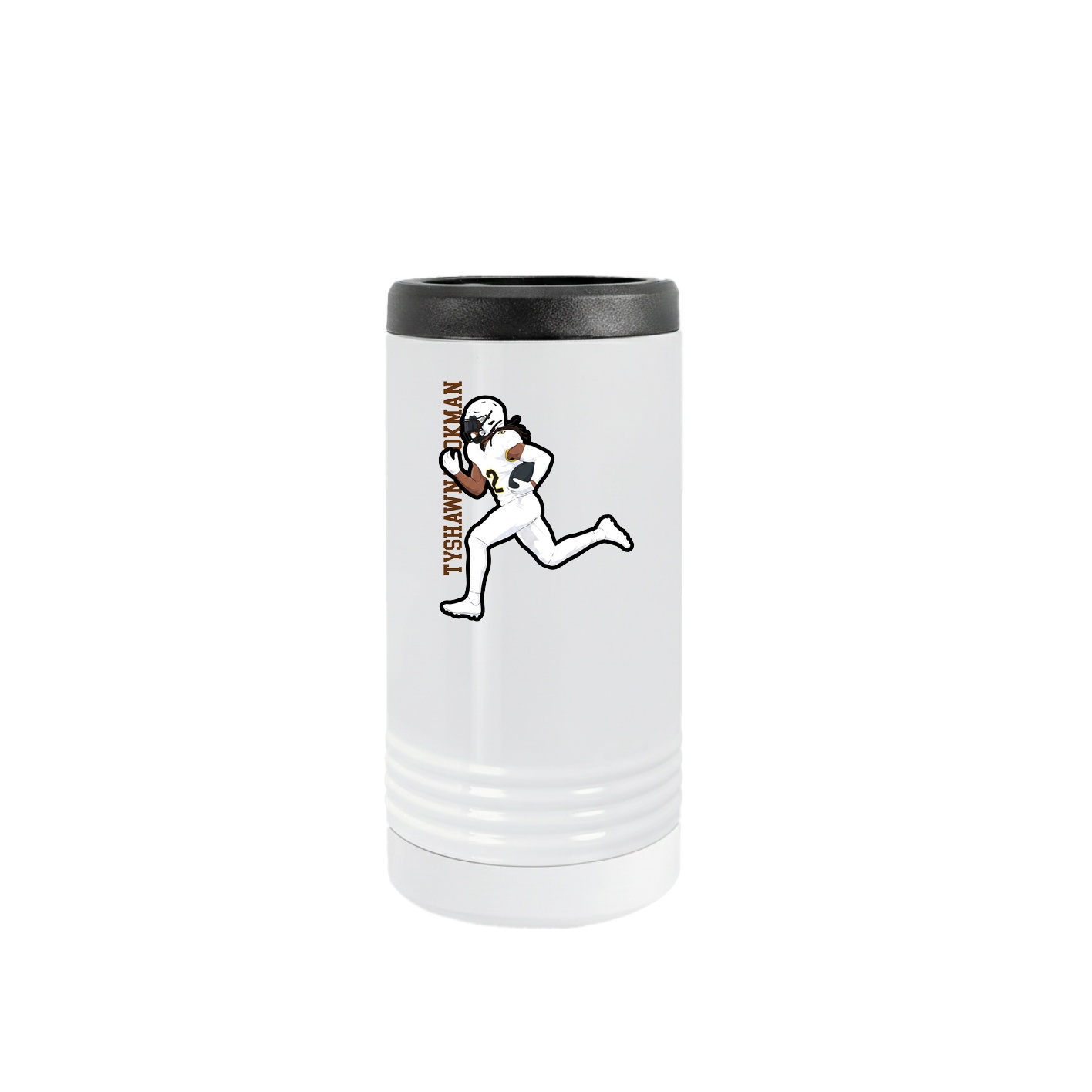Slim Beverage Holder — Name Vertical in White
