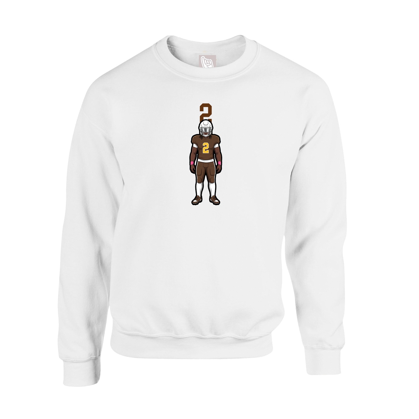 Fleece Crew — Number Top in White