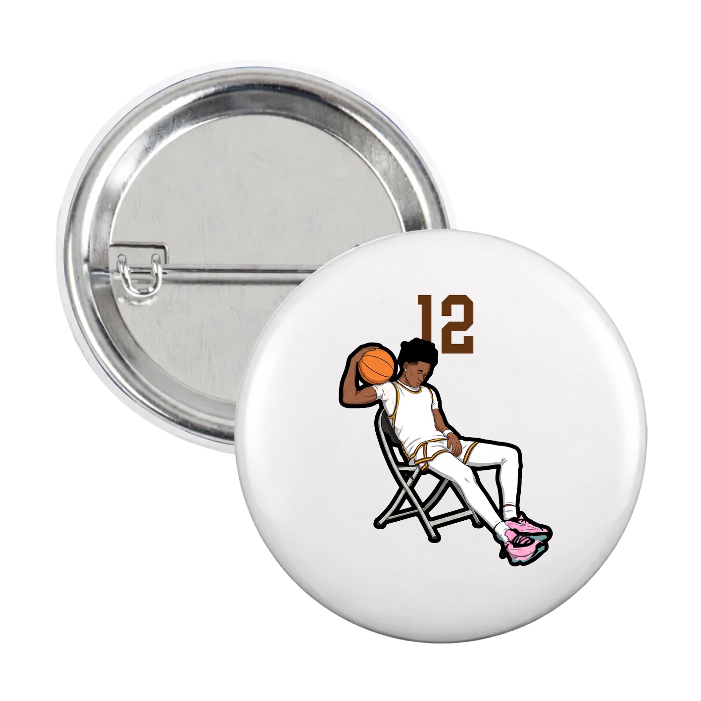 Game Day Button — Number Top in White