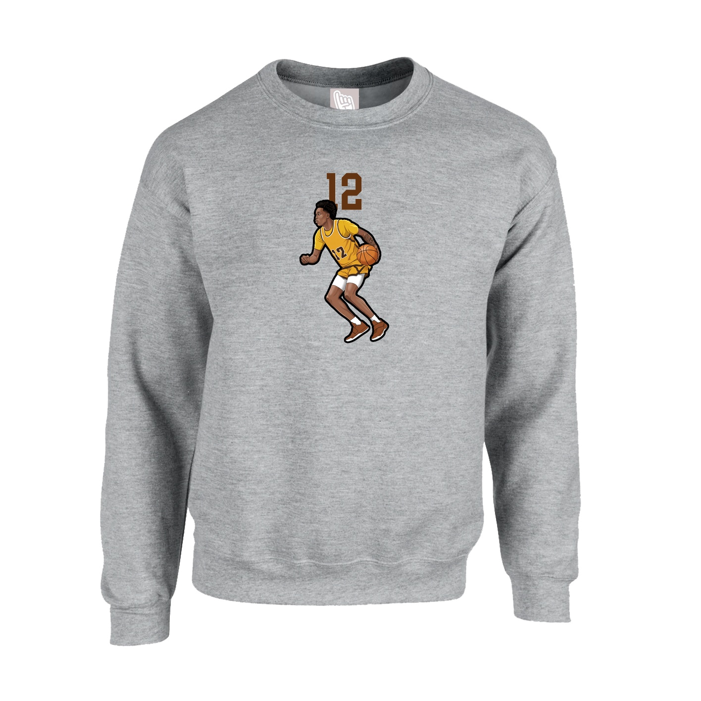Fleece Crew — Number Top in Grey