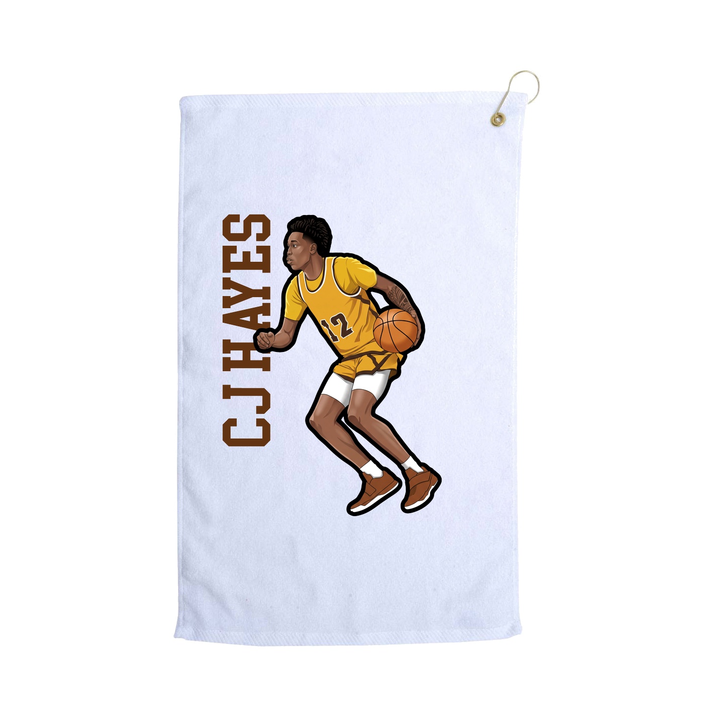Golf Towel — Name Vertical in White