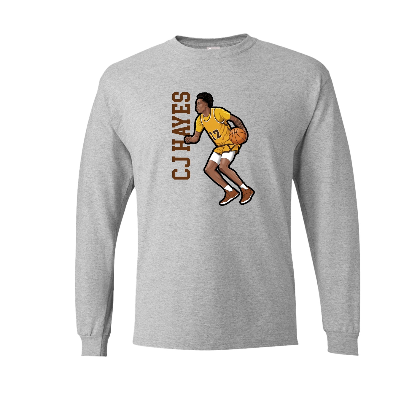 Long Sleeve Tee — Name Vertical in Grey