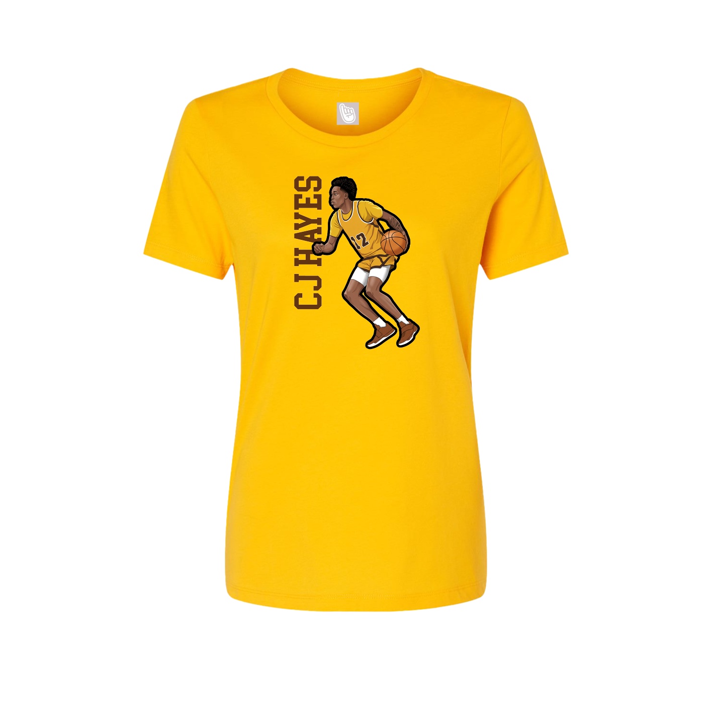 Womens Tee — Name Vertical in Gold