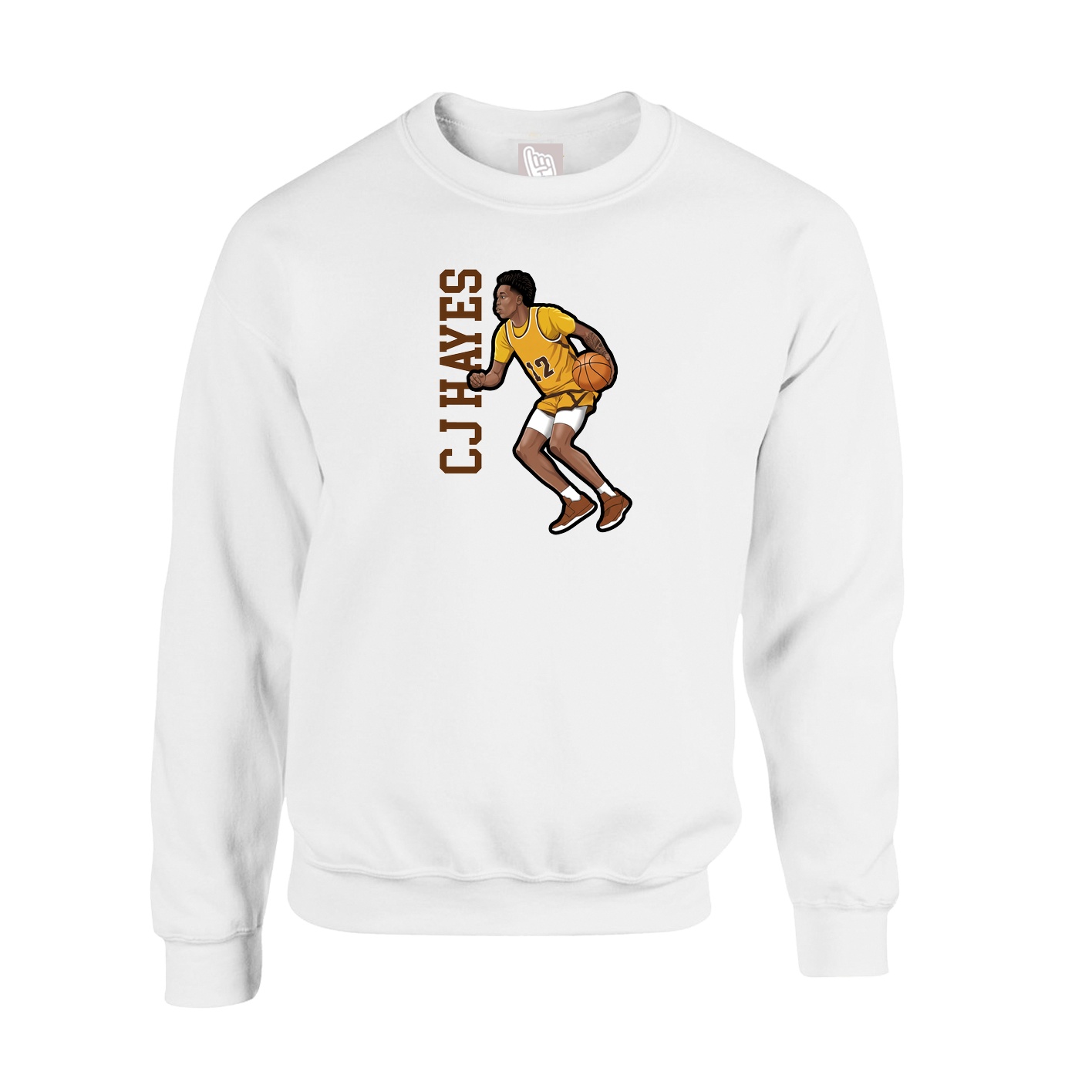 Fleece Crew — Name Vertical in White