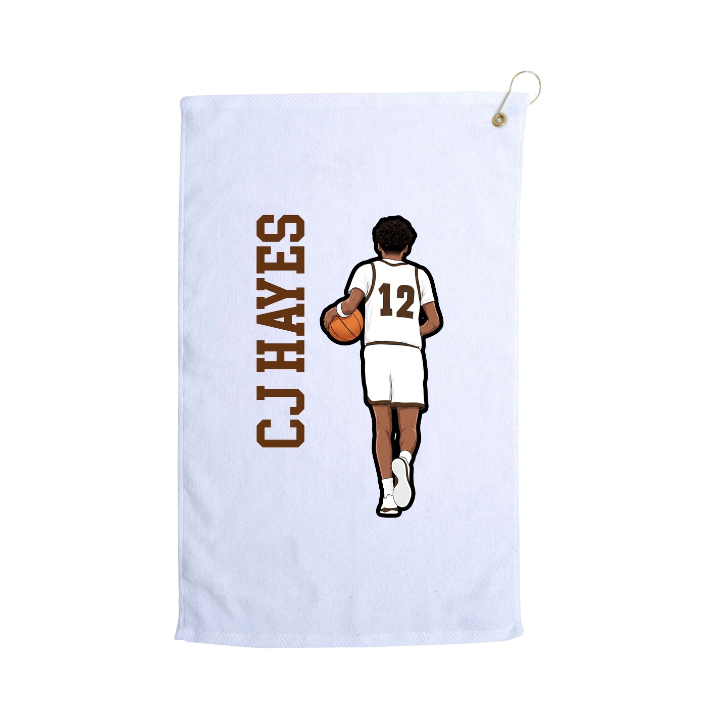 Golf Towel — Name Vertical in White