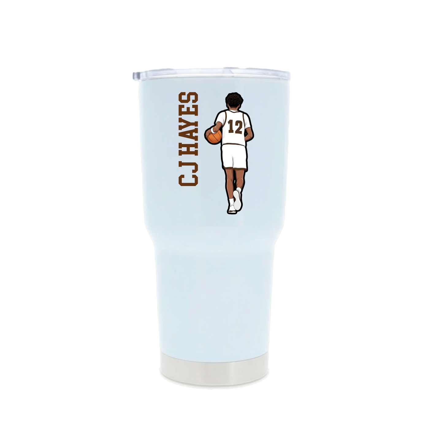 30oz Stainless Steel Tumbler — Name Vertical in White