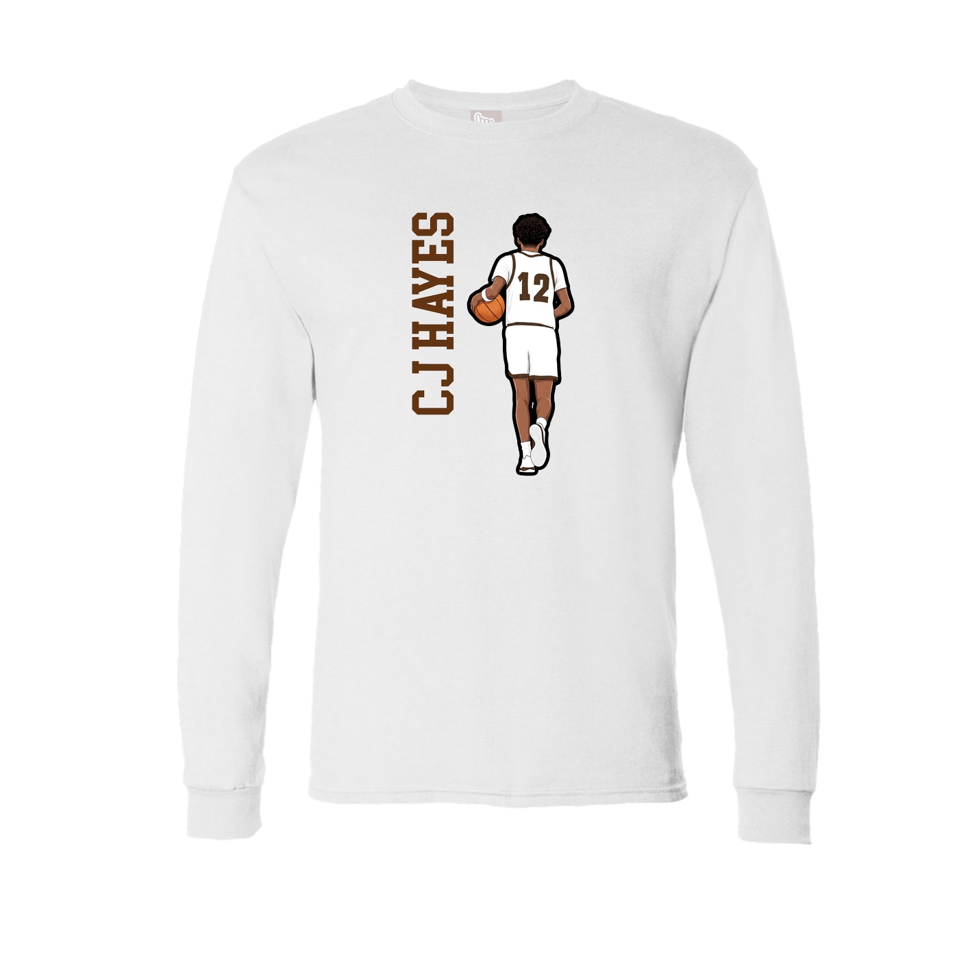 Long Sleeve Tee — Name Vertical in White
