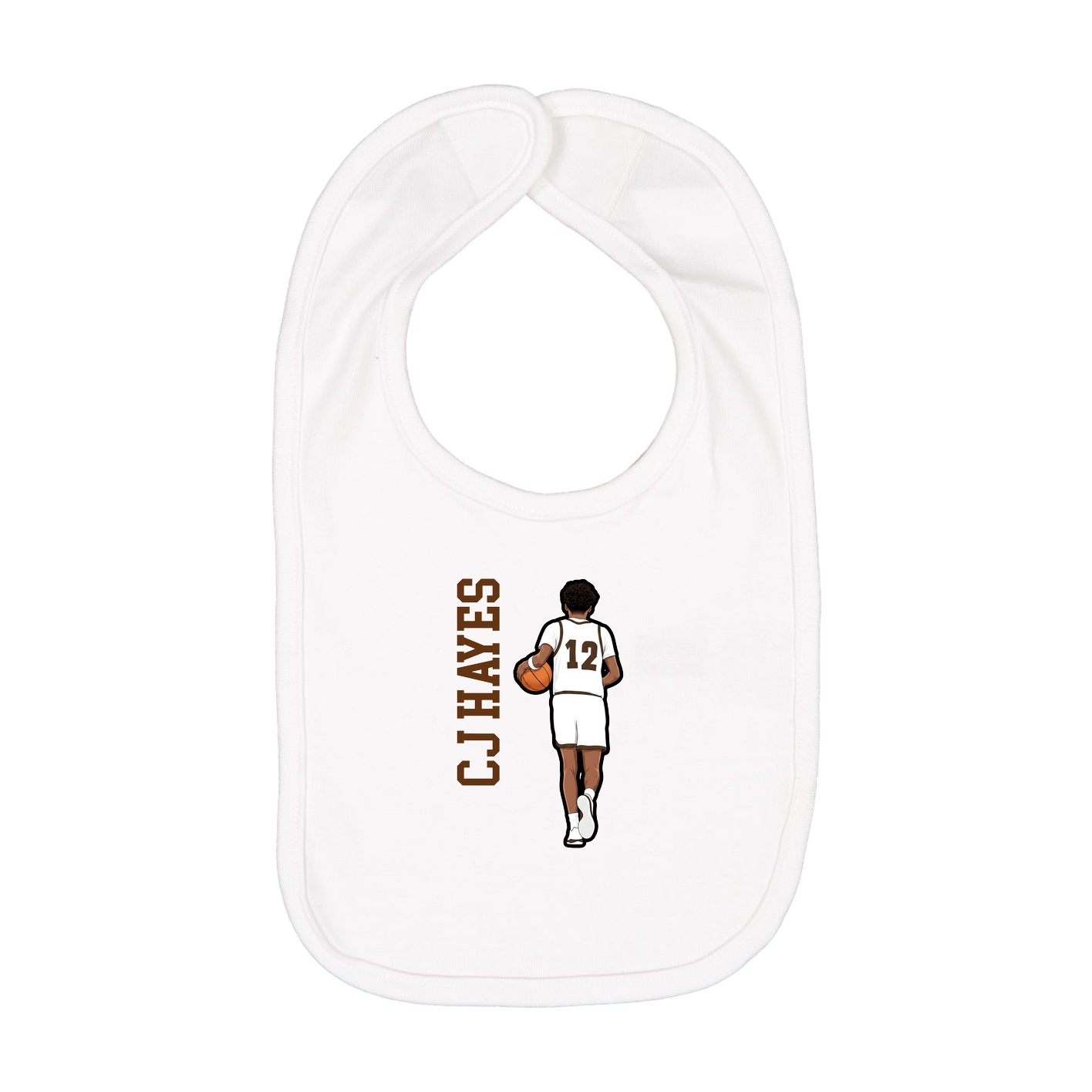 Infant Bib — Name Vertical in White