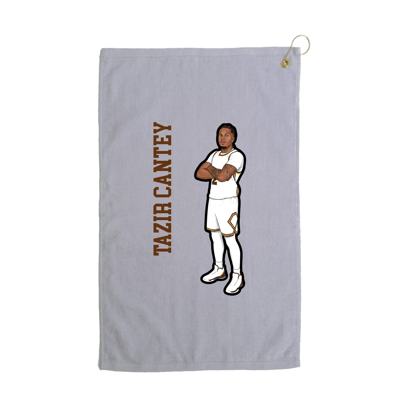 Golf Towel — Name Vertical in Grey