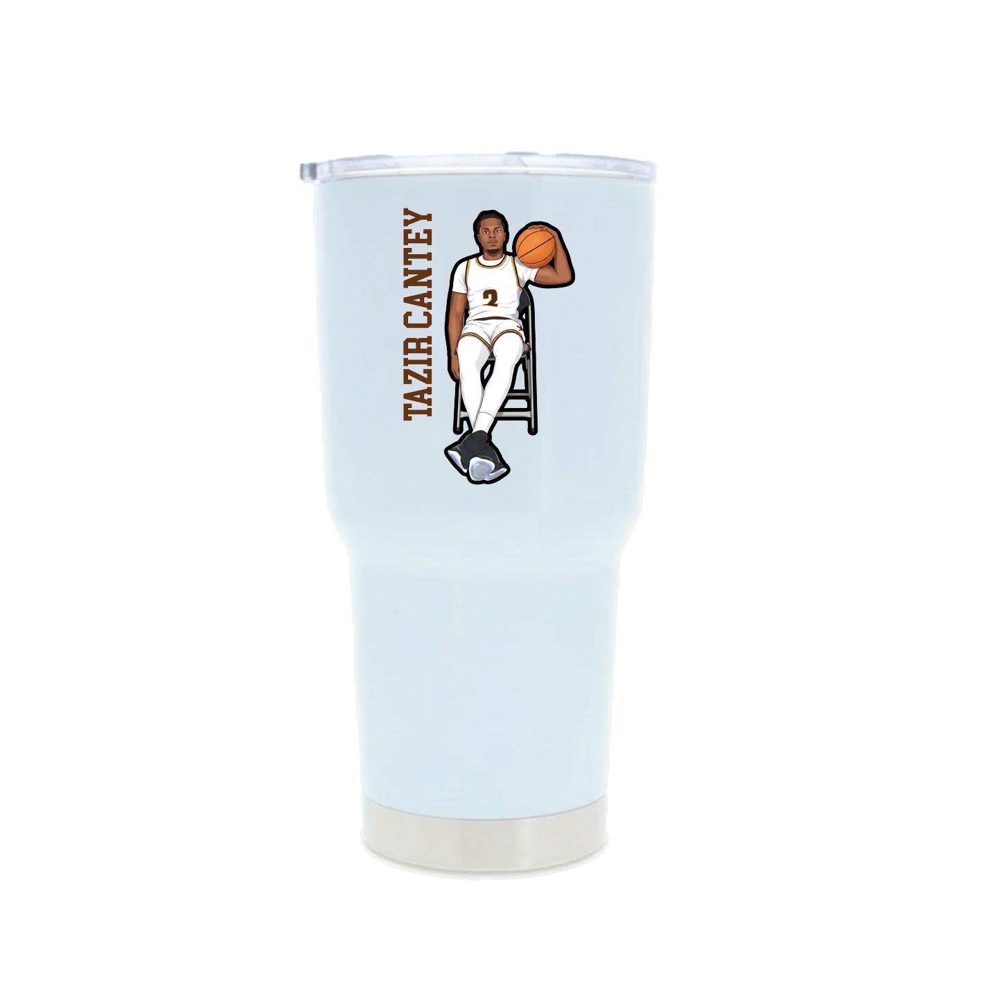 30oz Stainless Steel Tumbler — Name Vertical in White