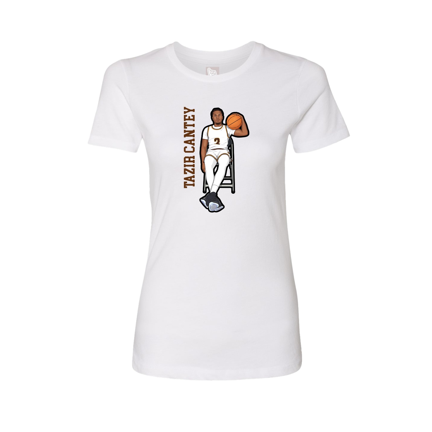 Fitted Women's Tee — Name Vertical in White