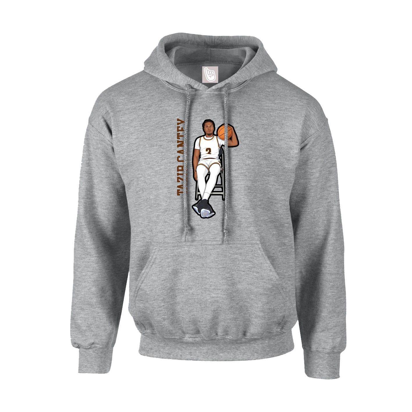 Hoodie — Name Vertical in Grey