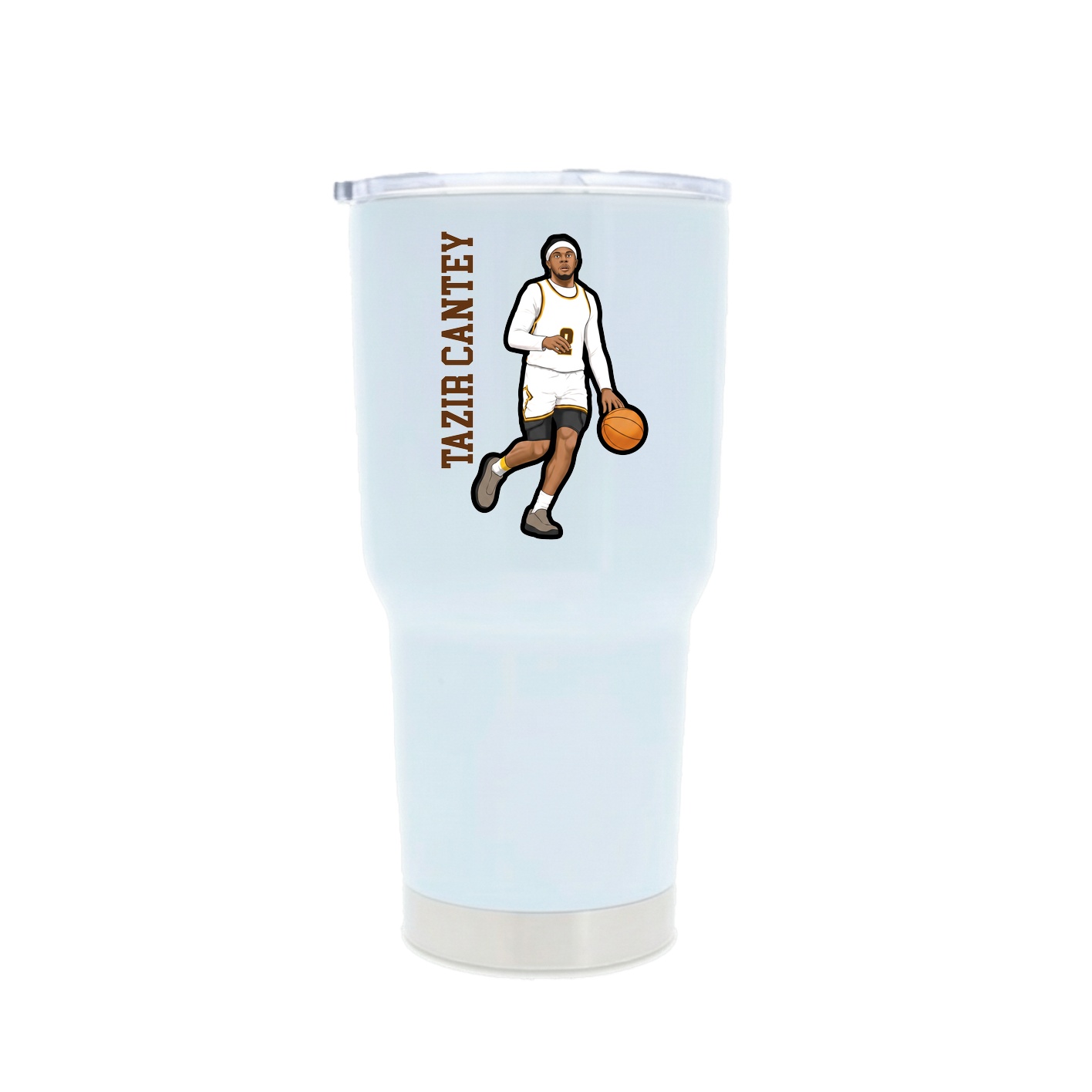 30oz Stainless Steel Tumbler — Name Vertical in White