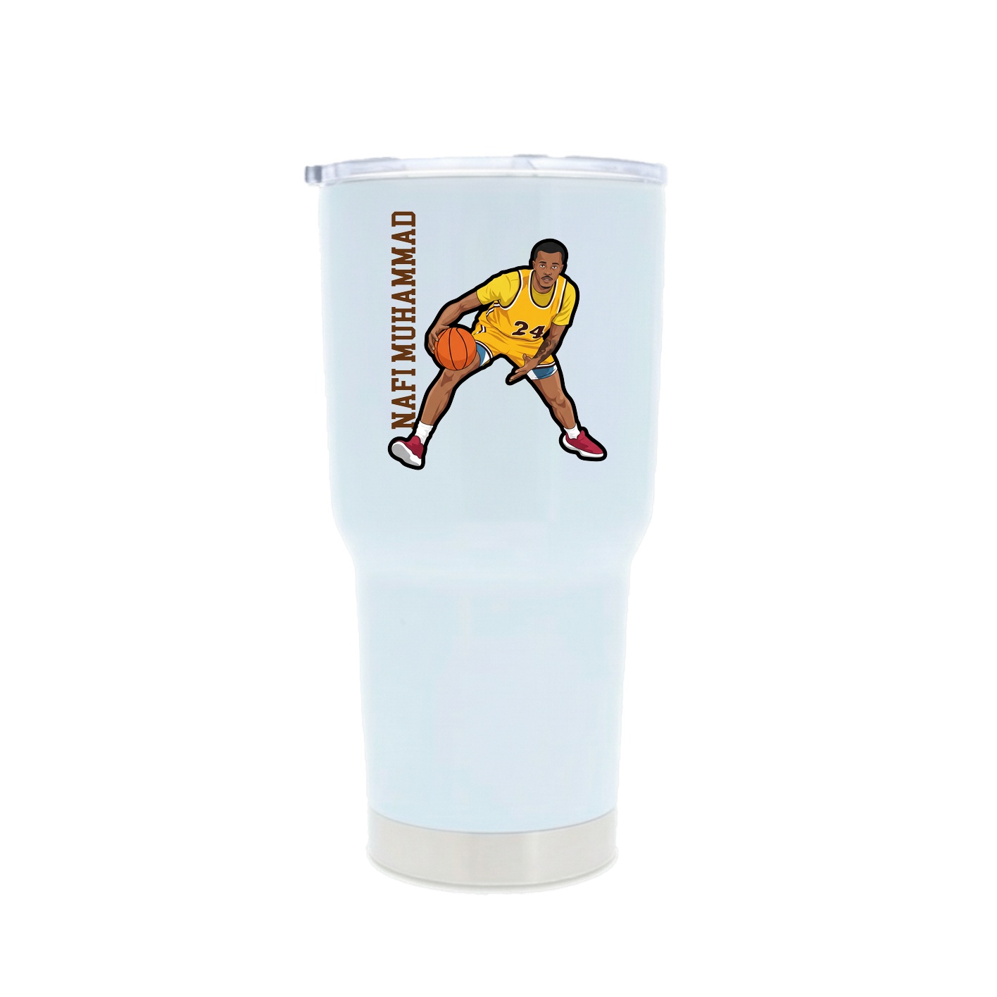 30oz Stainless Steel Tumbler — Name Vertical in White