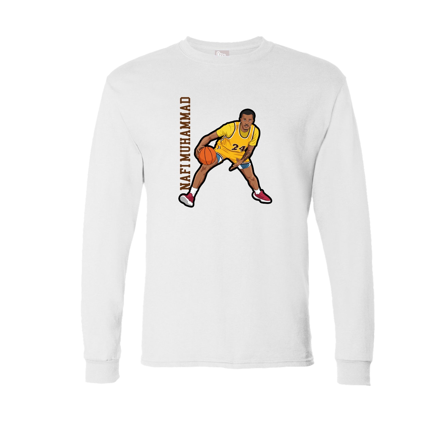 Long Sleeve Tee — Name Vertical in White