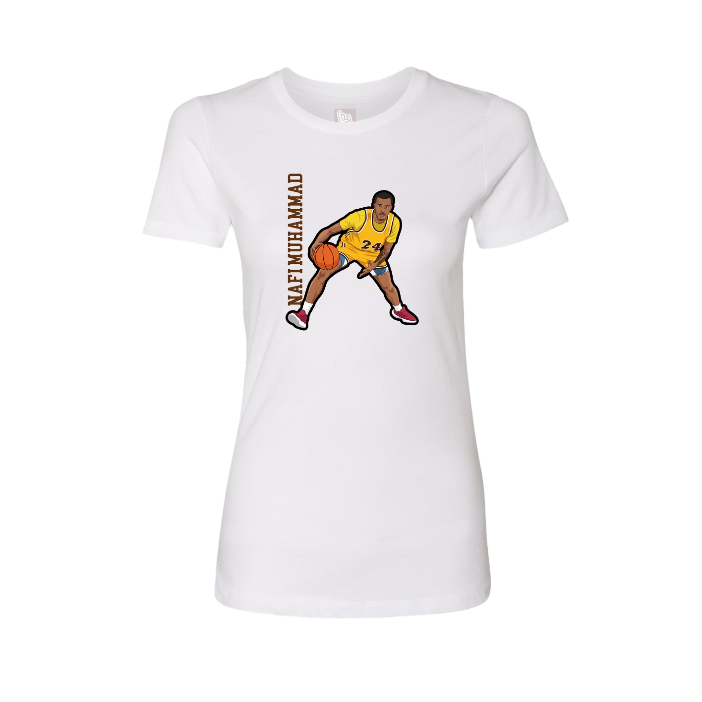 Womens Tee — Name Vertical in White