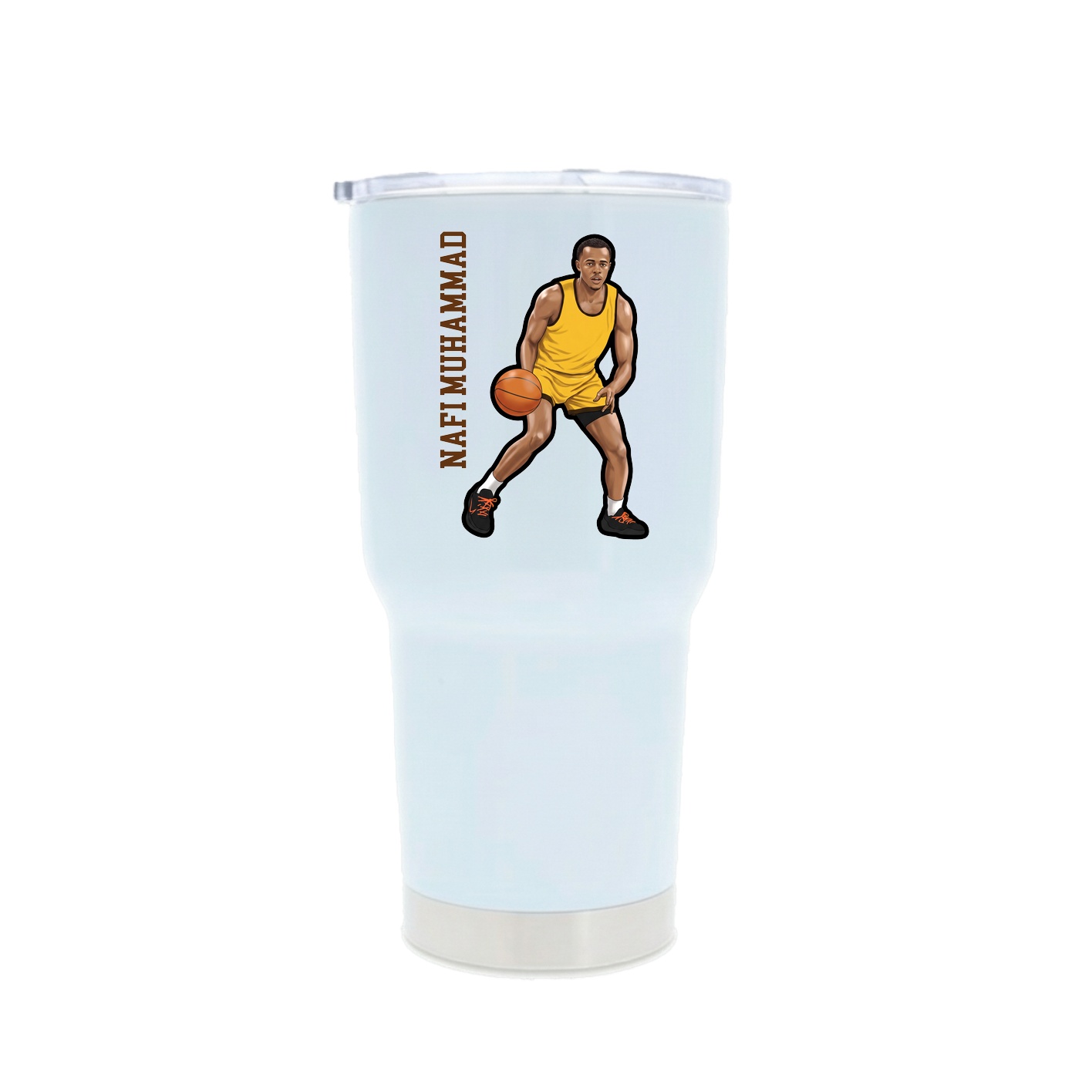 30oz Stainless Steel Tumbler — Name Vertical in White