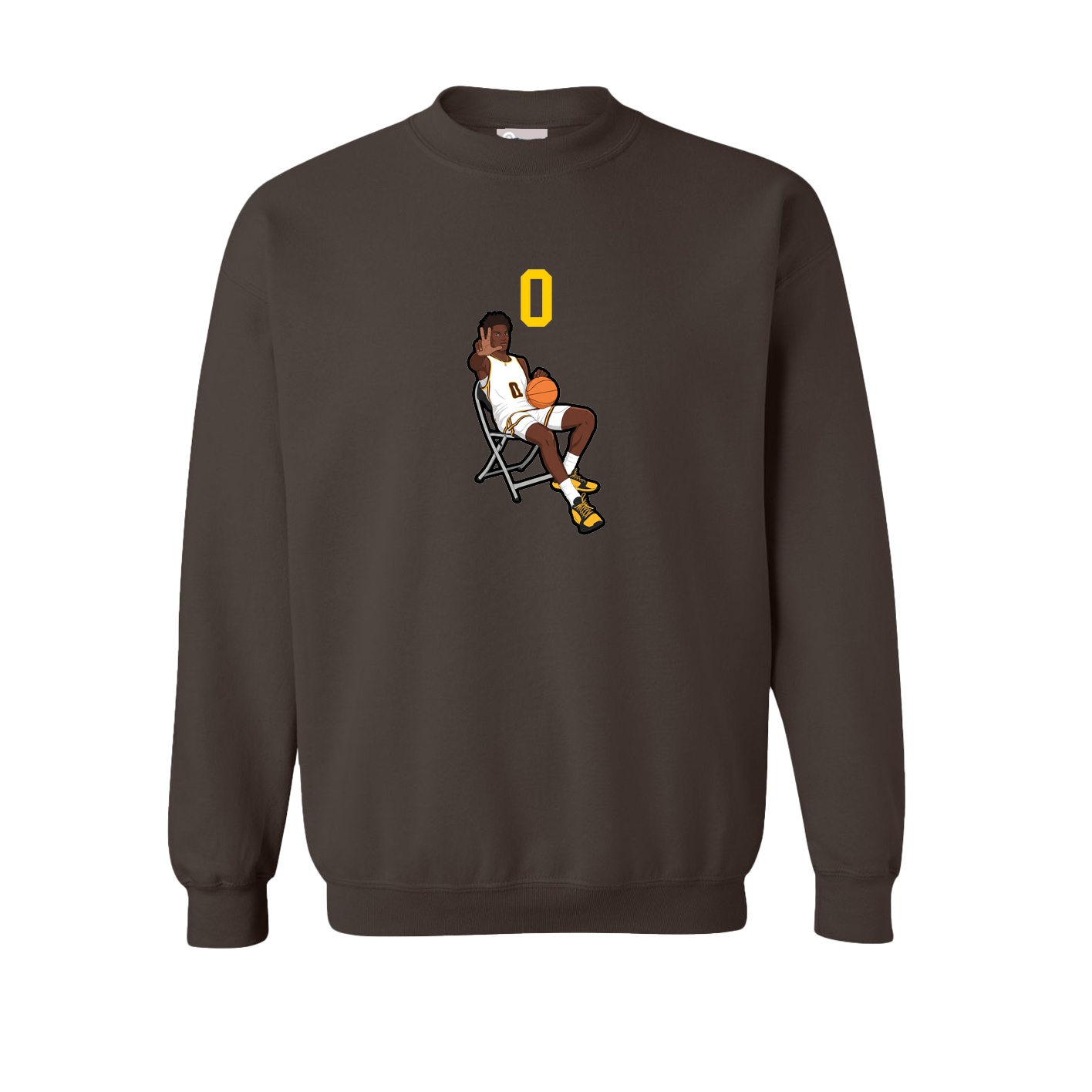 Fleece Crew — Number Top in Brown