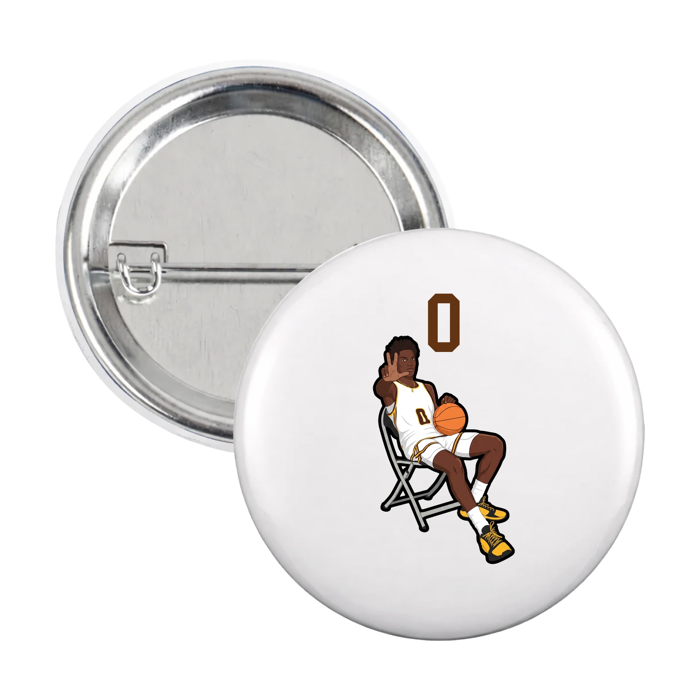 Game Day Button — Number Top in White