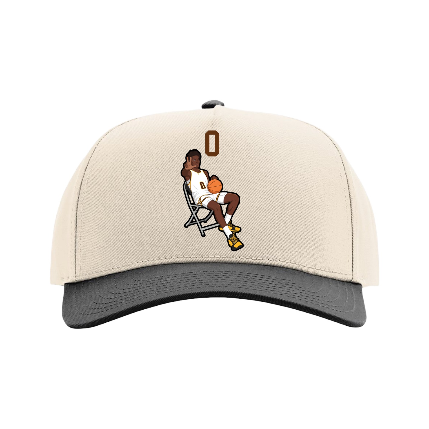 Full Fabric Five-Panel Champ Cap — Number Top in Cream/Black