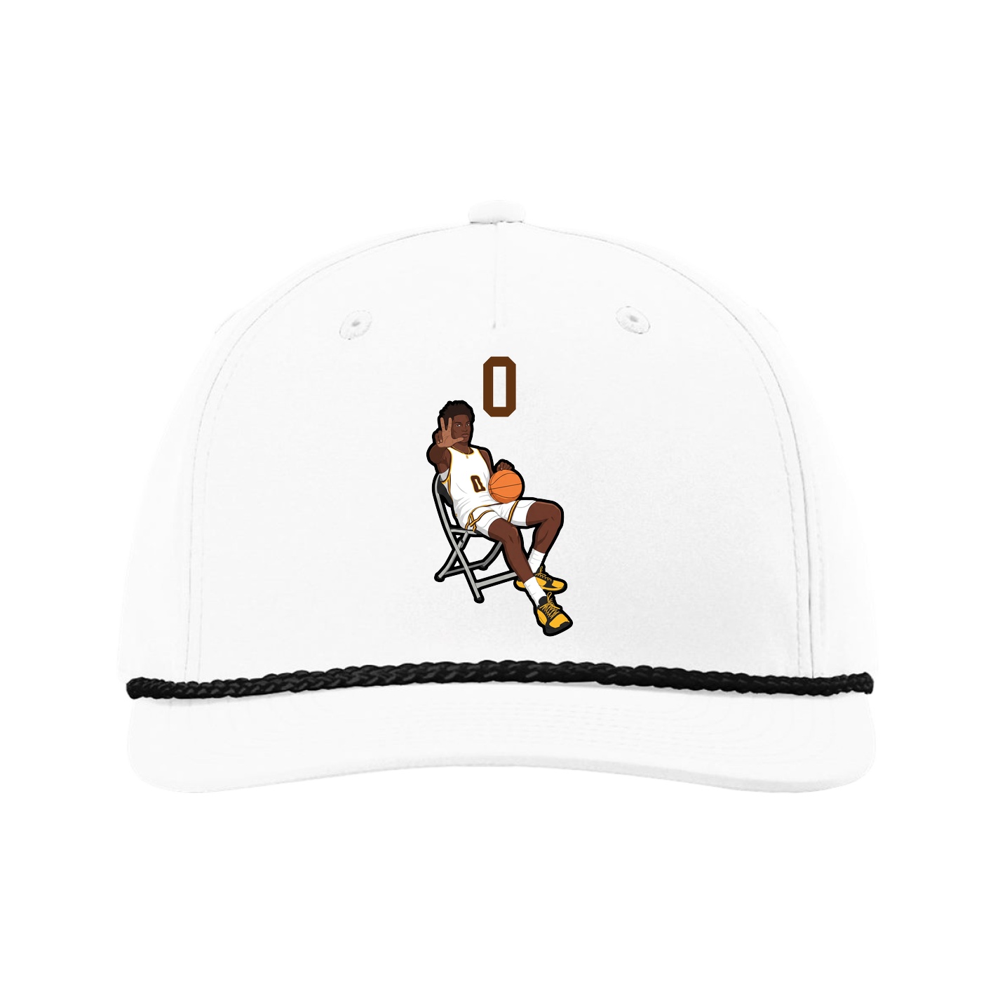 Five-Panel Classic Rope Cap — Number Top in White