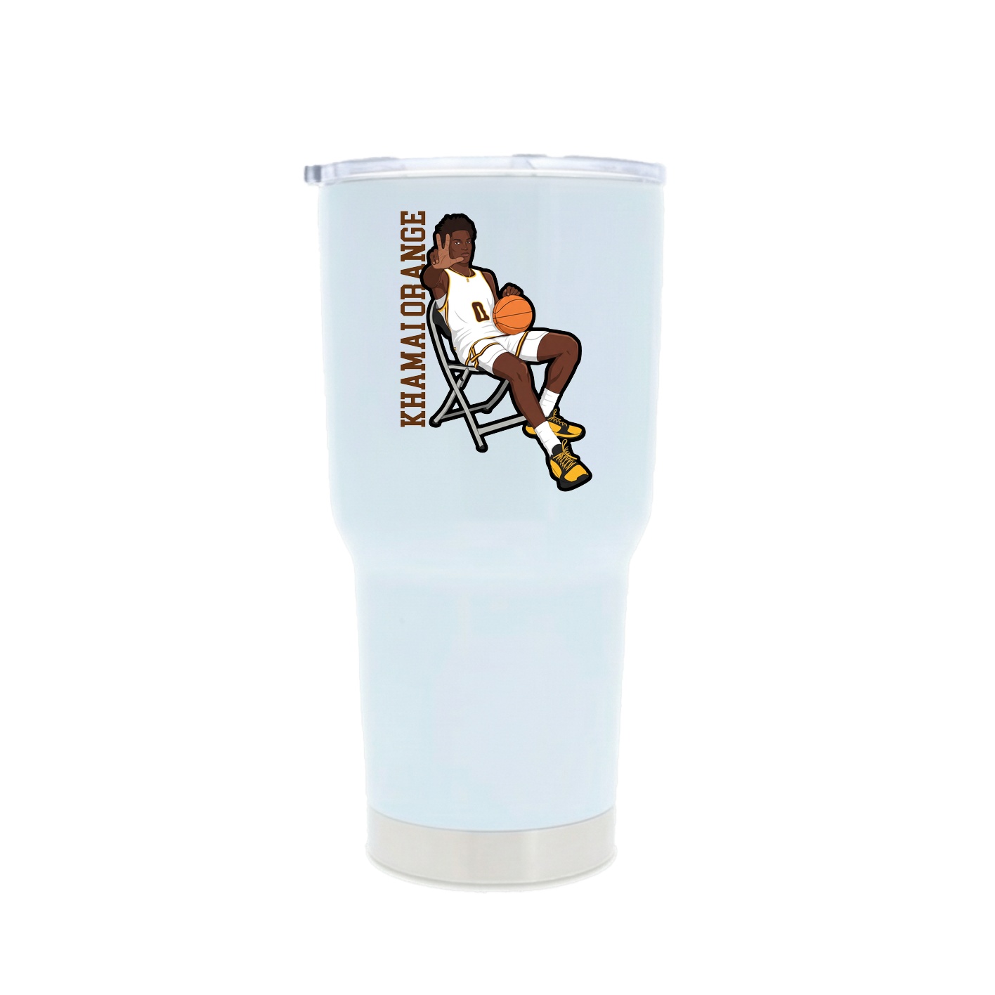 30oz Stainless Steel Tumbler — Name Vertical in White