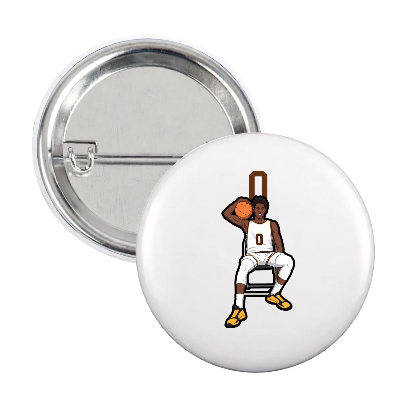 Game Day Button — Number Top in White