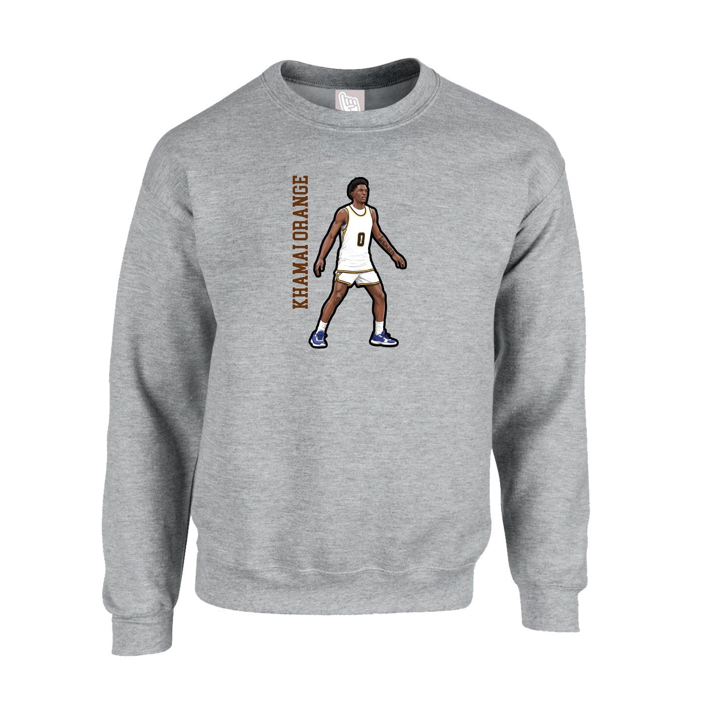 Fleece Crew — Name Vertical in Grey