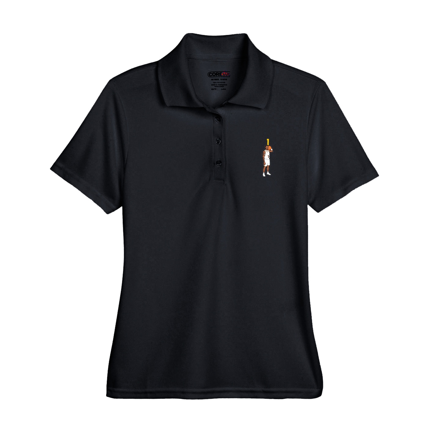 Womens Performance Polo — Number Top in Black
