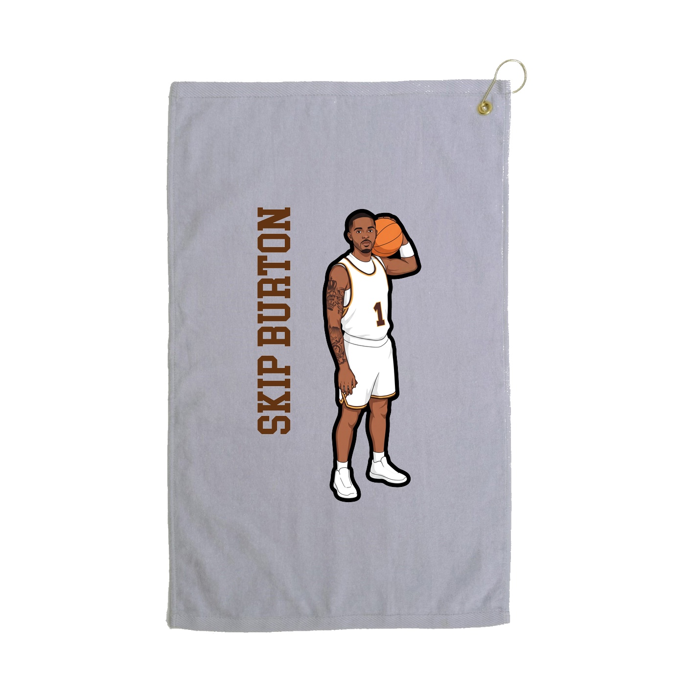 Golf Towel — Name Vertical in Grey