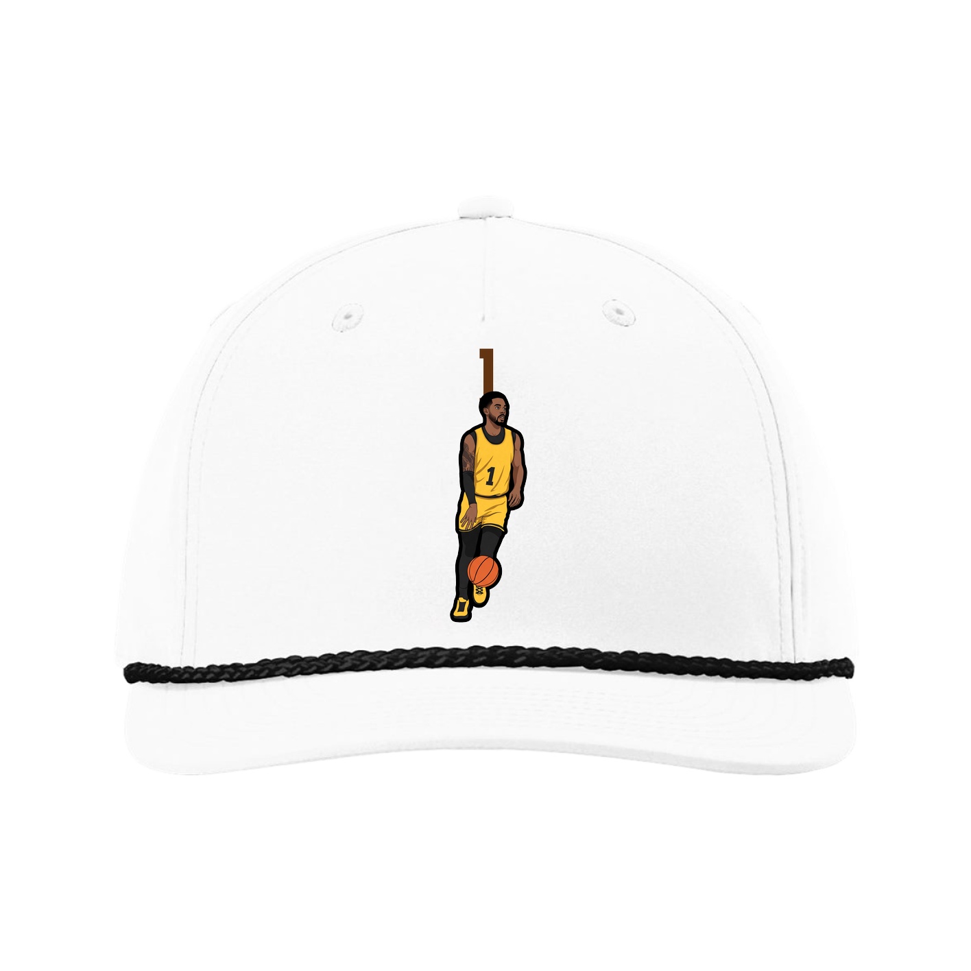 Five-Panel Classic Rope Cap — Number Top in White
