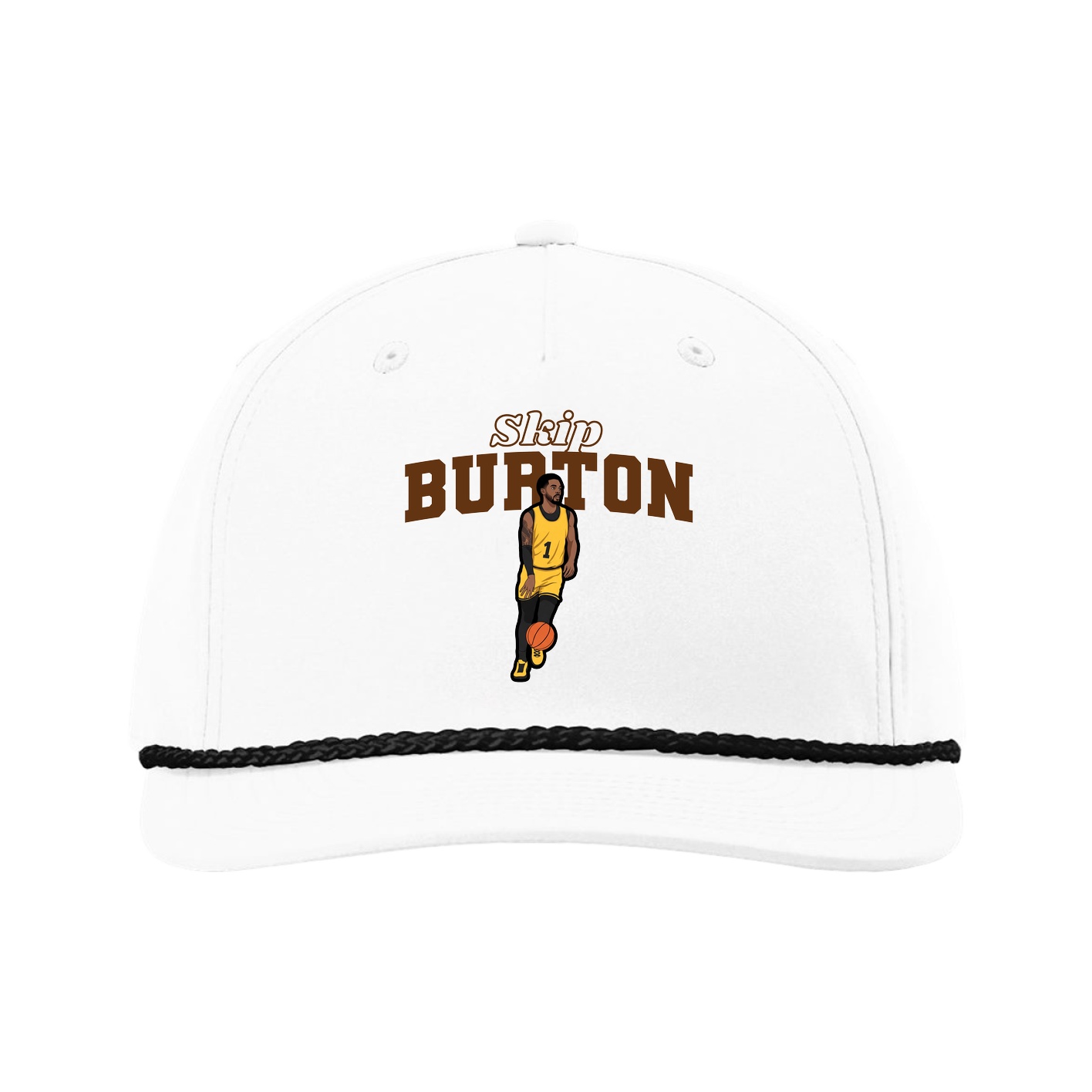 Five-Panel Classic Rope Cap — Name Arch in White