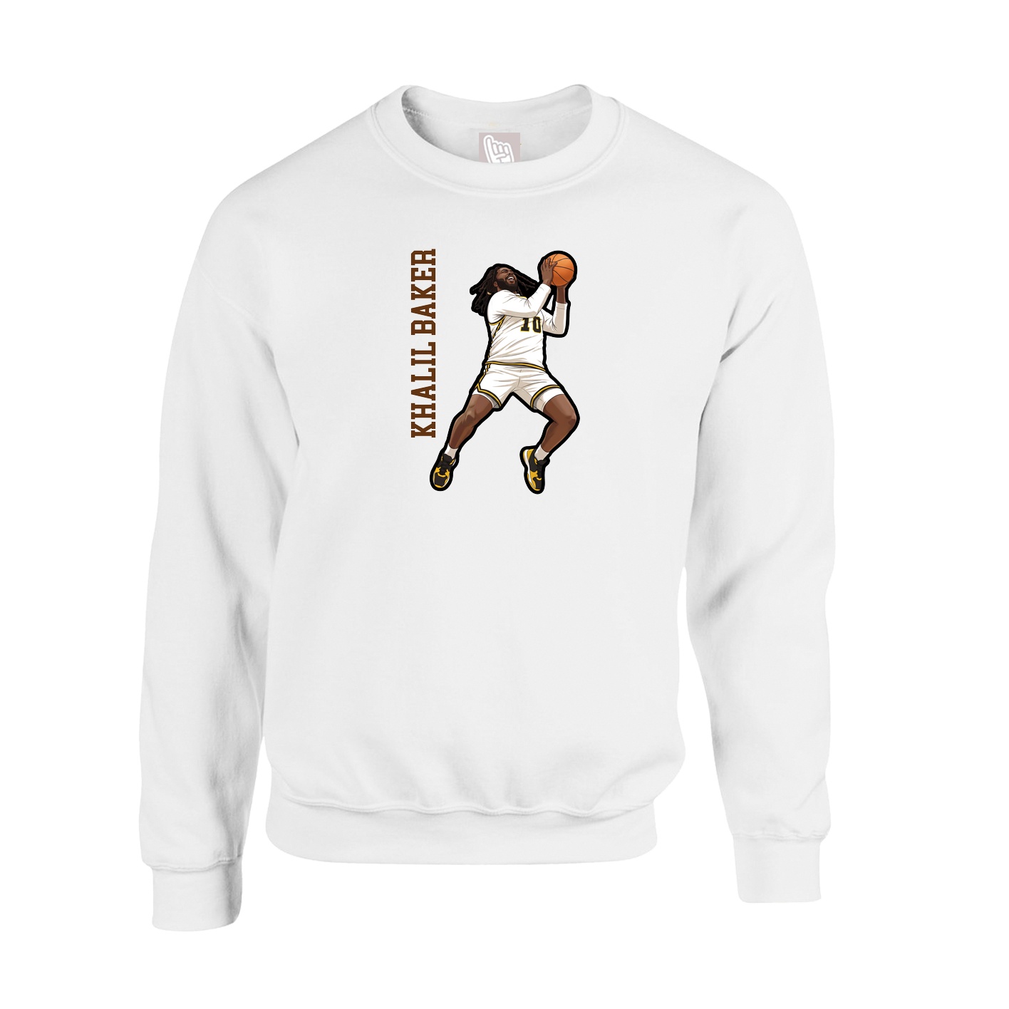 Fleece Crew — Name Vertical in White