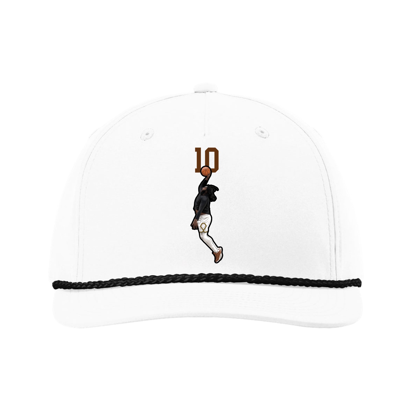 Five-Panel Classic Rope Cap — Number Top in White