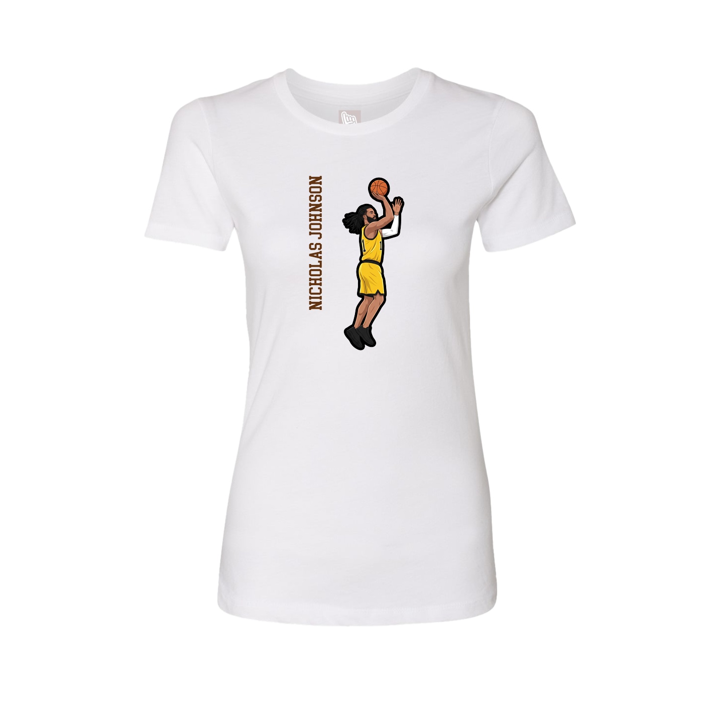 Womens Tee — Name Vertical in White