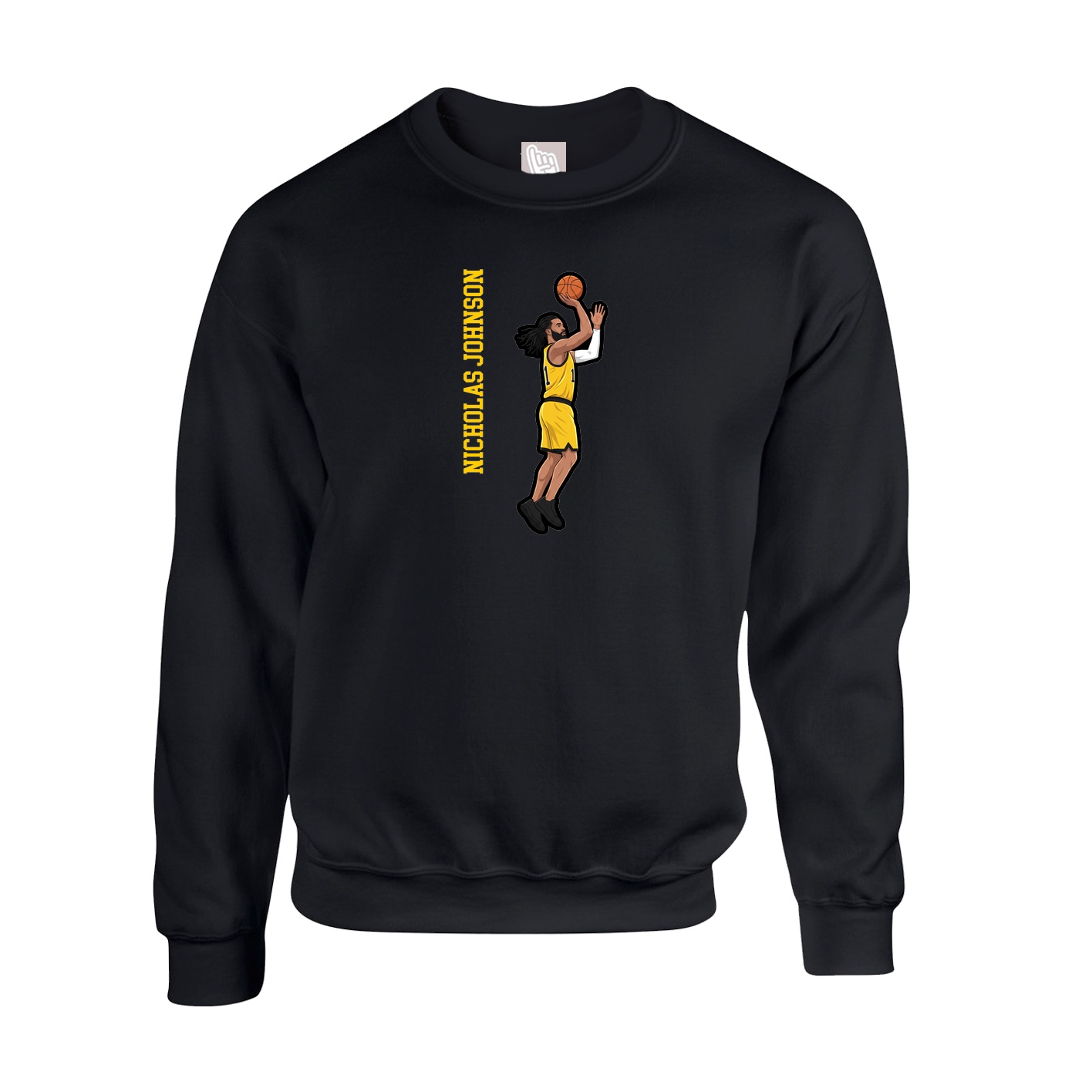 Fleece Crew — Name Vertical in Black