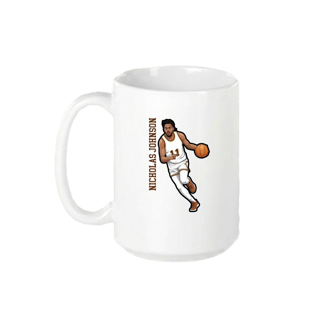 15oz Coffee Mug — Name Vertical in White