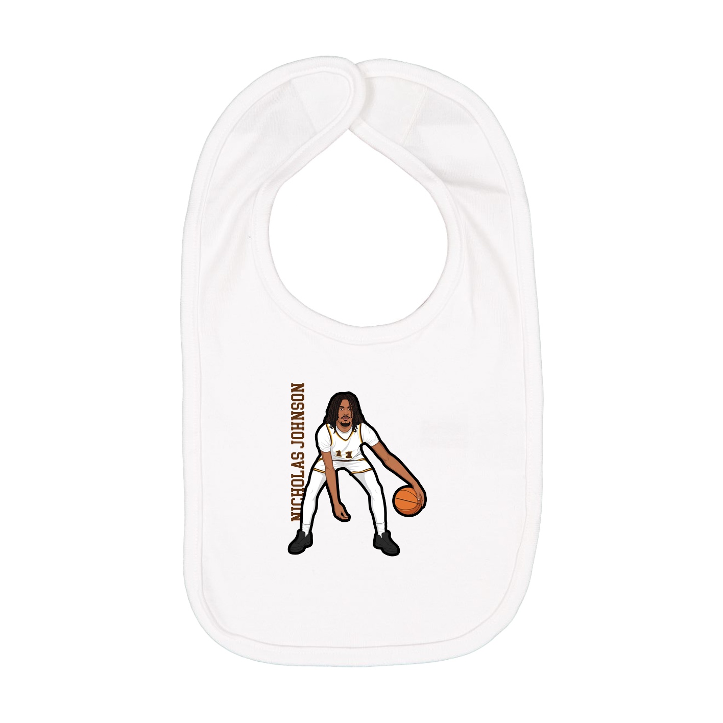 Infant Bib — Name Vertical in White