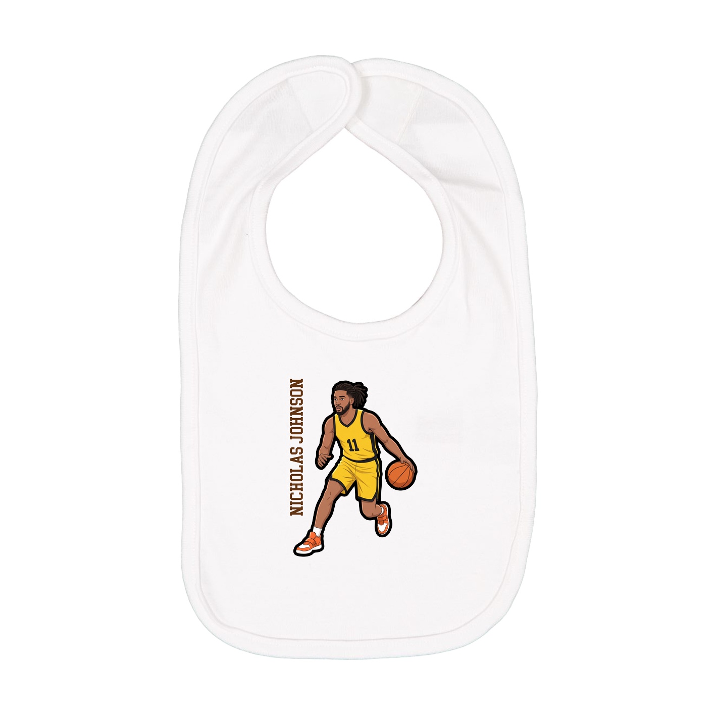 Infant Bib — Name Vertical in White