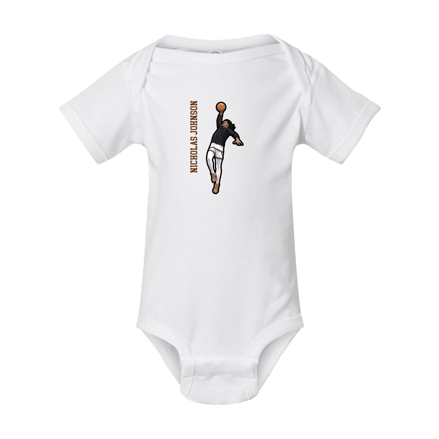 Baby Onesie — Name Vertical in White