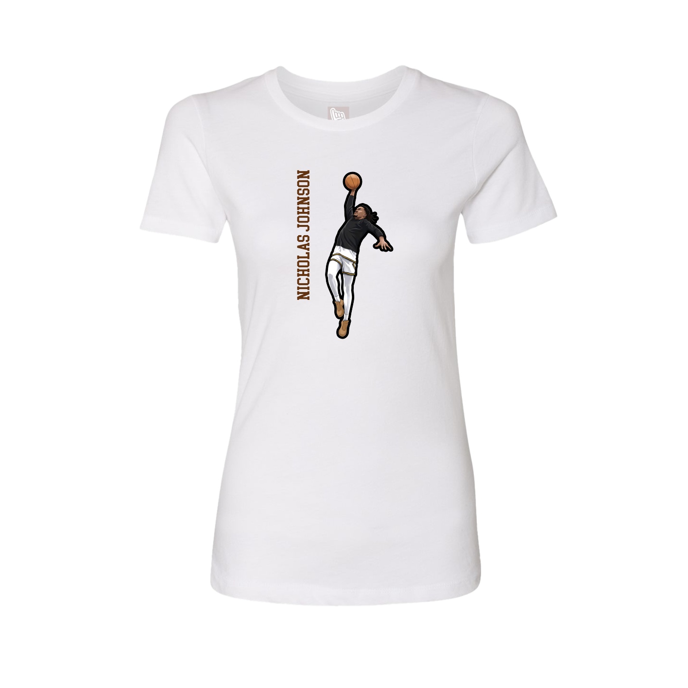 Womens Tee — Name Vertical in White