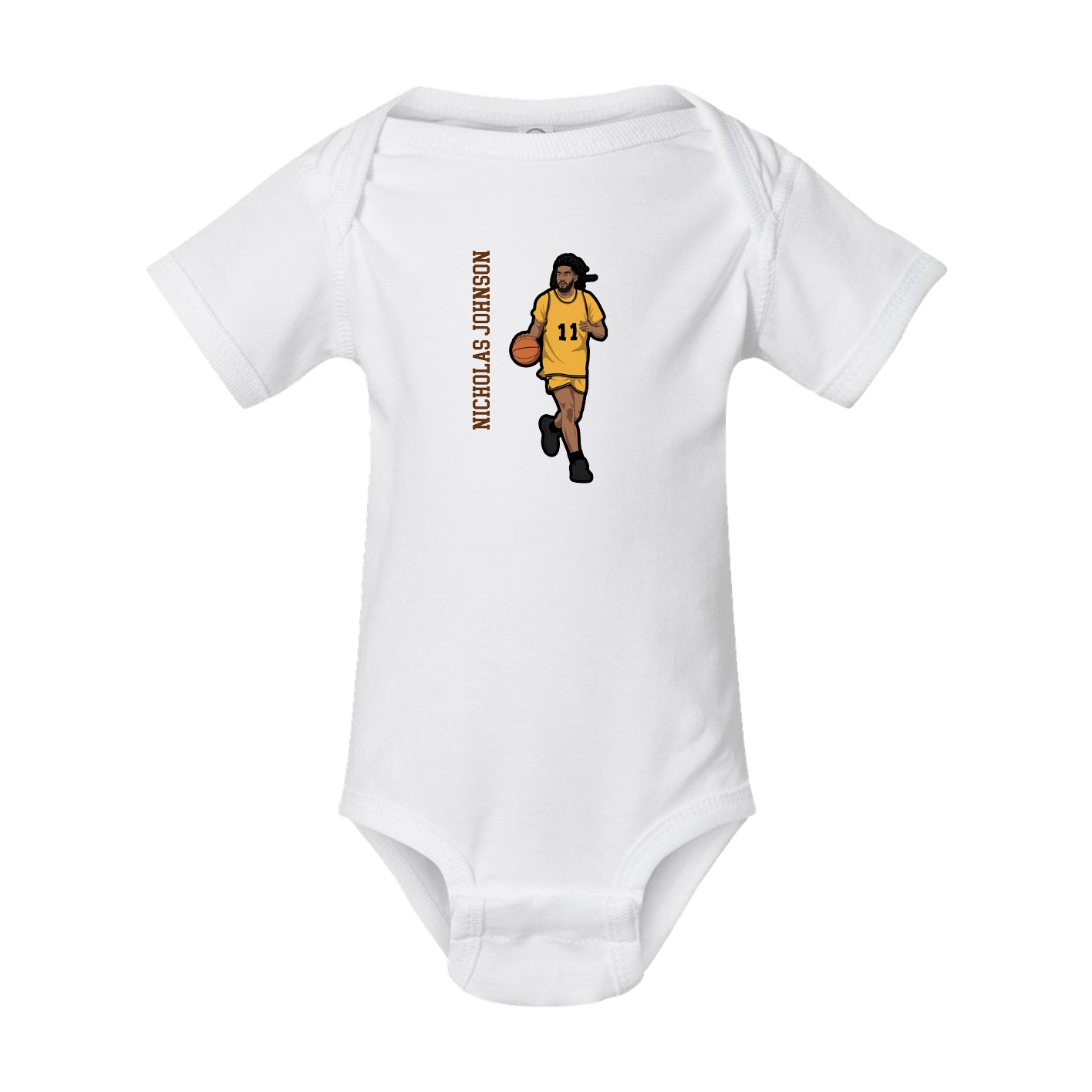 Baby Onesie — Name Vertical in White