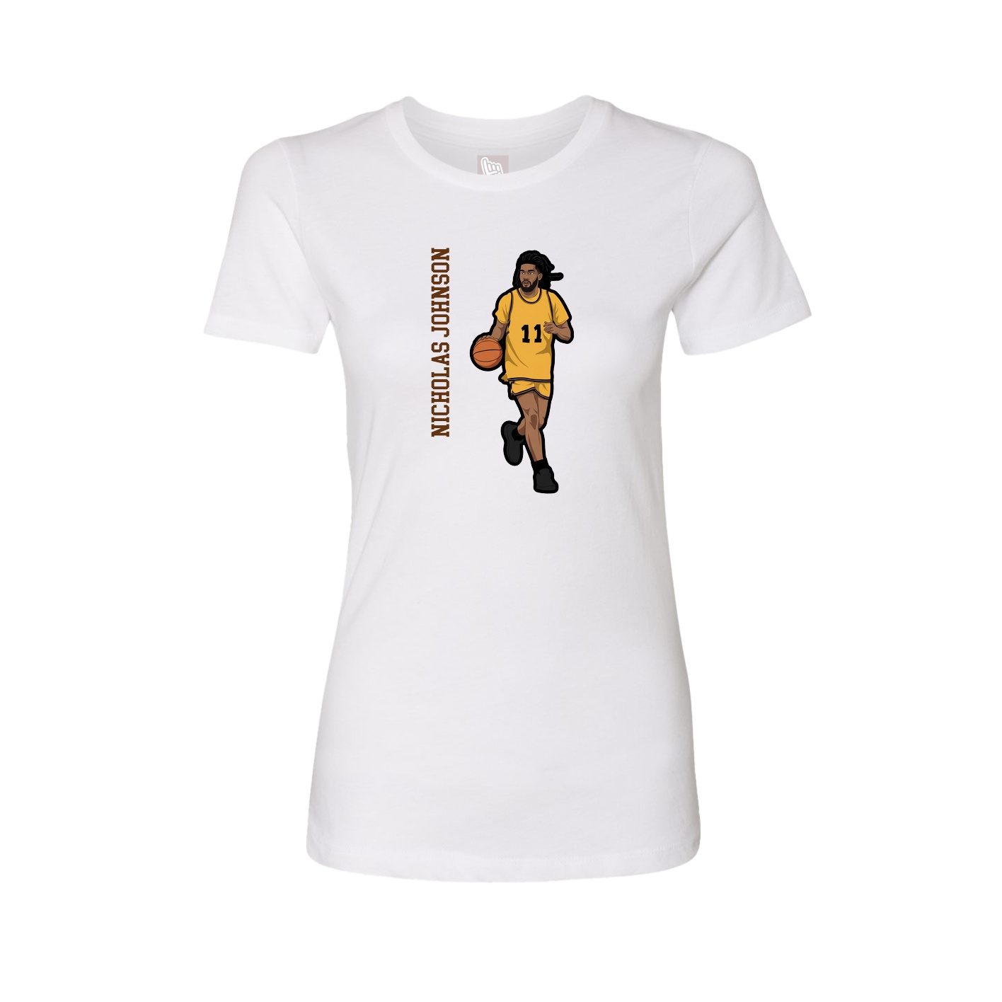 Womens Tee — Name Vertical in White