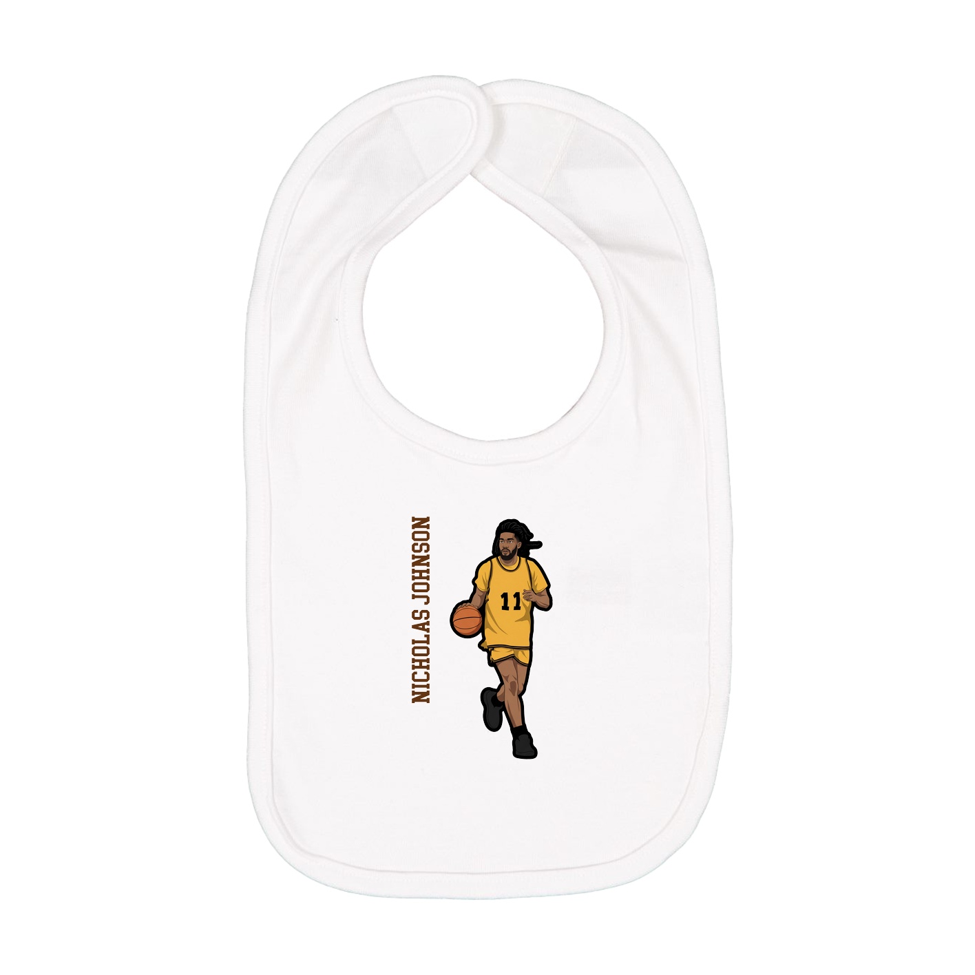 Infant Bib — Name Vertical in White